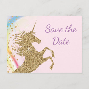 Einhorn-Geburtstagsfeier Save The Date Postkarten