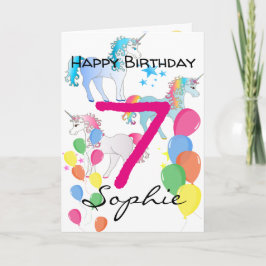 Einhorn-Geburtstagskarte für 7-jährige Mädchen Karte