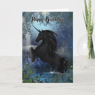 Einhorn Geburtstagskarte, Happy Birthday, Black Ce Karte