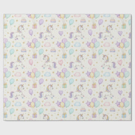 Einhorn-Geburtstagsmagie – Pastell-Fantasie-Feier Geschenkpapier