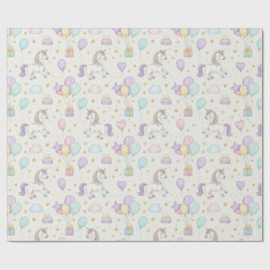 Einhorn-Geburtstagsmagie – Pastell-Fantasie-Feier Geschenkpapier