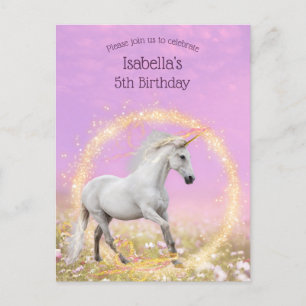 Einhorn Geburtstagsparty Pink und Lavendel Einladungspostkarte