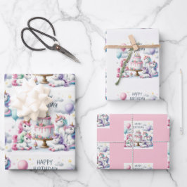 Einhorn Geburtstagsthema Geschenkpapier Set