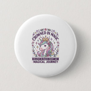 Einhorn gekrönt in magischer fetter Typografie Gra Button