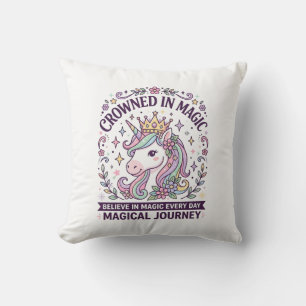 Einhorn gekrönt in magischer fetter Typografie Gra Kissen