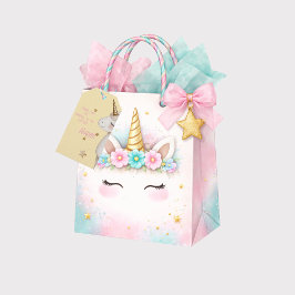 Einhorn Gelb & Rosa Mädchen Geburtstagsfeier Geschenkanhänger