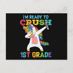 Einhorn-Geschenk zum ersten Schultag für Schüler d Postkarte
