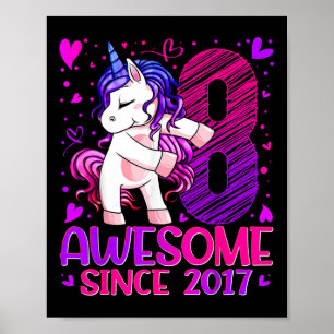 Einhorn-Geschenke für 8-jährige Mädchen zum 8. Geb Poster