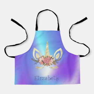 Einhorn Gesicht Holografisch Personalisiert Schürze