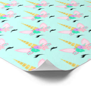Einhorn Gesicht Pastell Helles Goldenes Horn Blume Poster