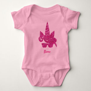 Einhorn Gesicht Rosa Glitter Süß Weiblich Kinder Baby Strampler
