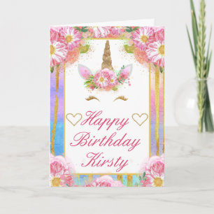 Einhorn Gesicht Rosa Gold Geburtstag Karte