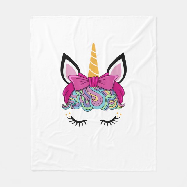Einhorn-Gesichtskostüm Magisches Geburtstagsgesche Fleecedecke (Vorderseite)