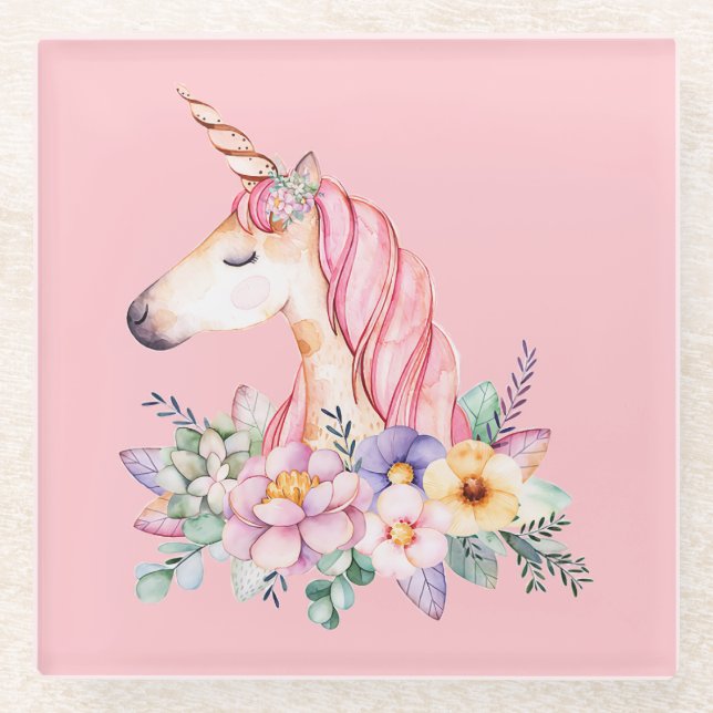Einhorn Glasuntersetzer (Vorderseite)