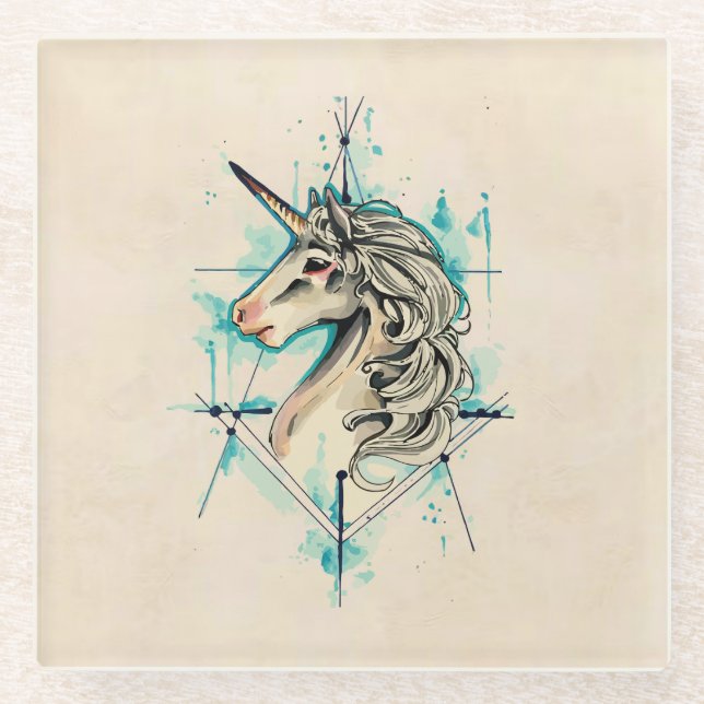 Einhorn Glasuntersetzer (Vorderseite)