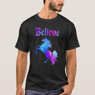Einhorn Glauben Retro Vintage Fantasy Magie Pferd T-Shirt