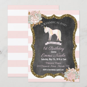 Einhorn Glitter 1. Geburtstagseinladung Einladung