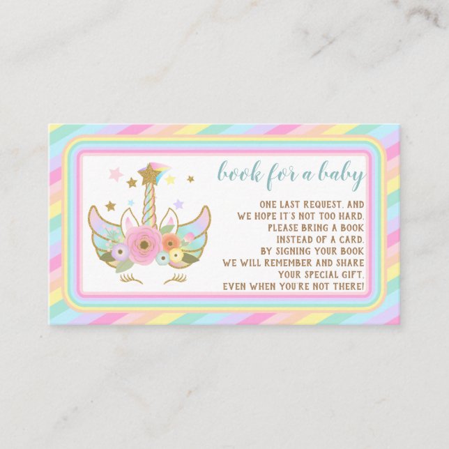 Einhorn Glitzer Sterne Niedlich Buchen Begleitkarte (Vorderseite)