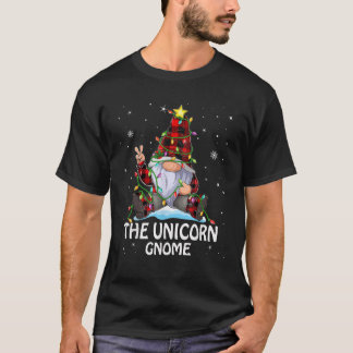 Einhorn-Gnom-Büffel-Karo-passender Weihnachtsbaum T-Shirt