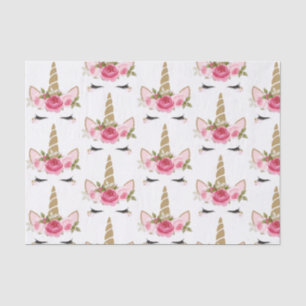 Einhorn Gold Rosa Blumen Süß Trendig Tissue-Papier Seidenpapier