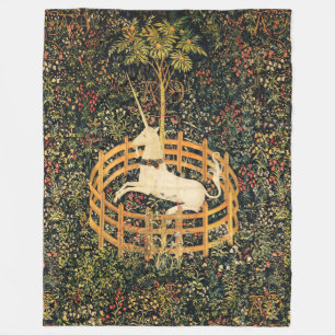 EINHORN GOTISCHE FANTASIE BLUMEN, BLUMENMOTIVE FLEECEDECKE