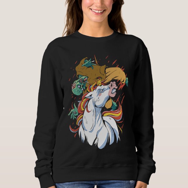 Einhorn greift Zombie an   Horror   Cool Gothic Sweatshirt (Vorderseite)