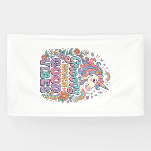 Einhorn Groovy Horn Gute Vibes Charmante POD Kunst Banner