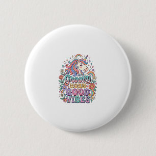 Einhorn Groovy Horn Gute Vibes Charmante POD Kunst Button