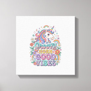 Einhorn Groovy Horn Gute Vibes Charmante POD Kunst Leinwanddruck