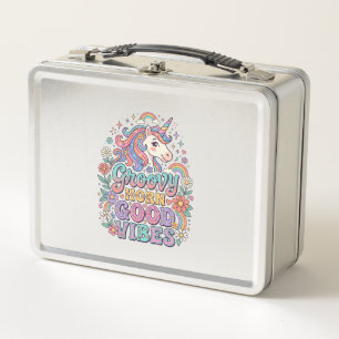 Einhorn Groovy Horn Gute Vibes Charmante POD Kunst Metall Brotdose