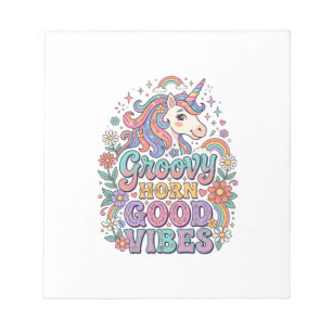 Einhorn Groovy Horn Gute Vibes Charmante POD Kunst Notizblock