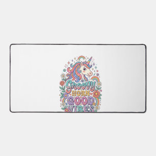 Einhorn Groovy Horn Gute Vibes Charmante POD Kunst Schreibtischunterlage