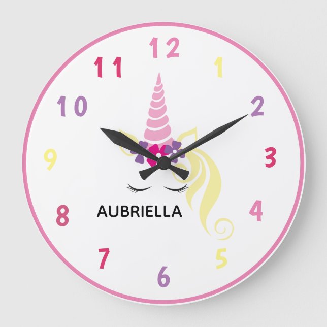 Einhorn Große Wanduhr (Vorderseite)