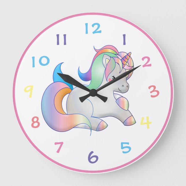 Einhorn Große Wanduhr (Vorderseite)