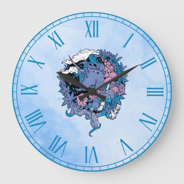 Einhorn Große Wanduhr (Vorderseite)