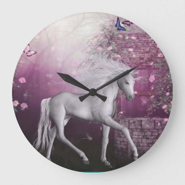 Einhorn Große Wanduhr (Vorderseite)