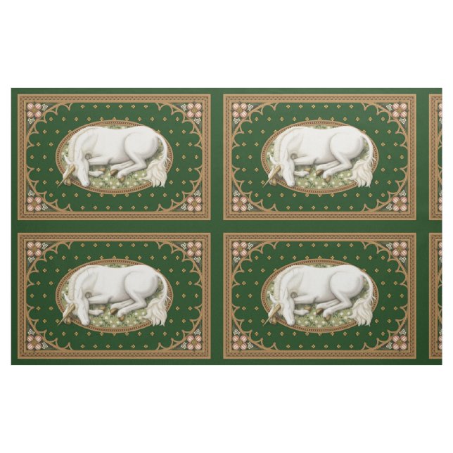 Einhorn-grünes Mittelalter 1/4 yd Panel Stoff (Yard (91,4 cm))