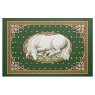 Einhorn-grünes mittelalterliches 1-Yd-Panel Stoff