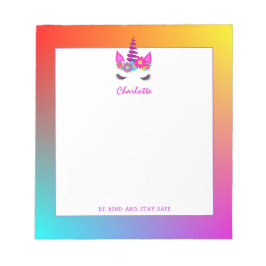 Einhorn gut Bleibe Niedlich Personalisiert Notizblock