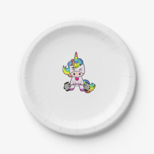 Einhorn-Gym-T-Shirt, Einhorn-Gewichtheber-Shirt T Pappteller