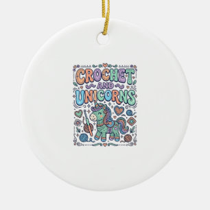 Einhorn-Häkel- und Einhörner Kawaii-Aufkleber und  Keramik Ornament