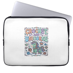 Einhorn-Häkel- und Einhörner Kawaii-Aufkleber und  Laptopschutzhülle