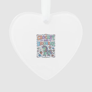 Einhorn-Häkeln und Einhörner Kawaii-Aufkleber und Ornament