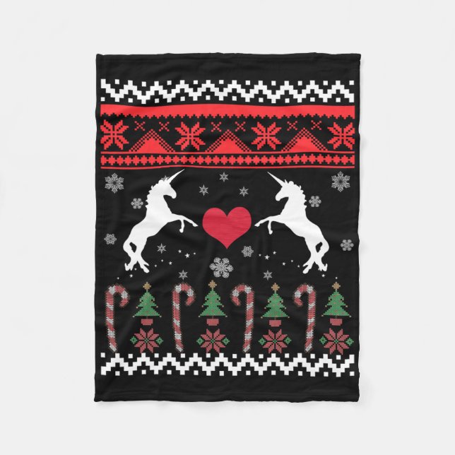 Einhorn hässliche Weihnachtspullover-Party  Fleecedecke (Vorderseite)