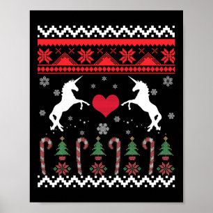 Einhorn hässliche Weihnachtspullover-Party Poster