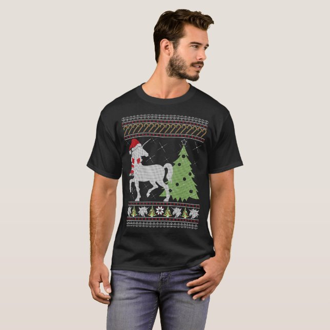 Einhorn-hässliche Weihnachtsstrickjacke-lustiger T-Shirt (Vorne ganz)