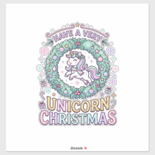 Einhorn hat ein sehr Einhorn-Weihnachten Fett Typo Aufkleber