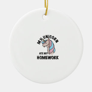 Einhorn Hat Meine Hausaufgaben T Shirt Mädchen Fra Keramik Ornament