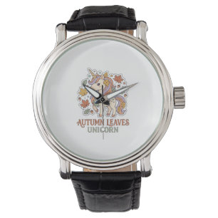 Einhorn Herbstblätter Einhorn Grafikdesign Merch Armbanduhr