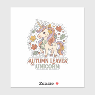 Einhorn Herbstblätter Einhorn Grafikdesign Merch Aufkleber